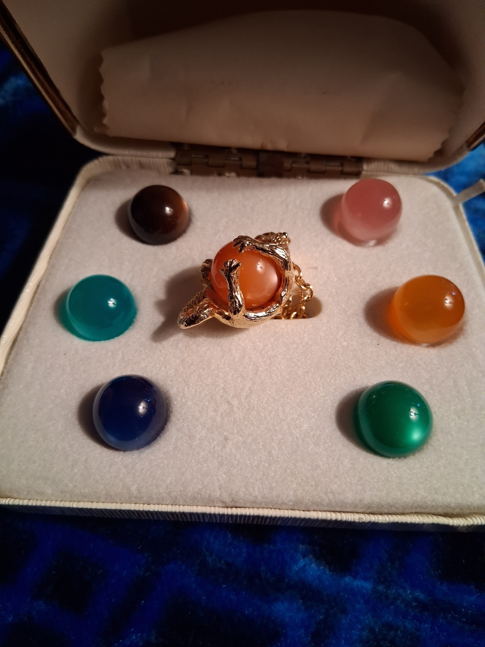 Gold-Tone Dragon W/Orange  Cabochon Statement Interchangeable Necklace